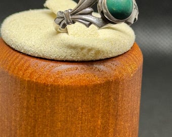 Vintage USSR Silver Ring 875, Turquoise,Size 6.5