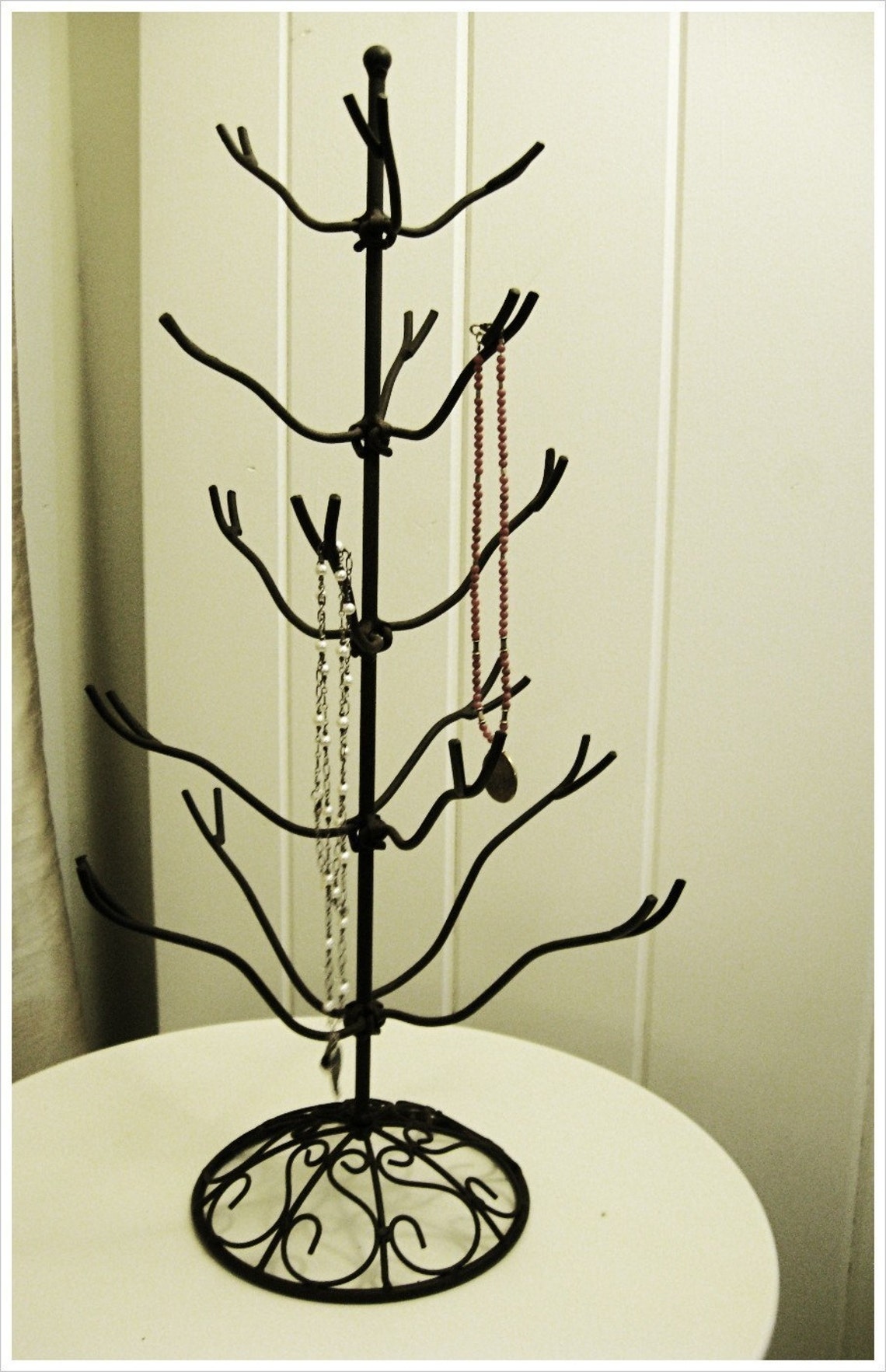 Rosa Wrought Iron Jewelry Ornament Tree with filigree base Etsy