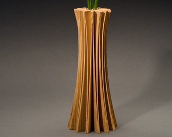 Anemone contemporary wood vase