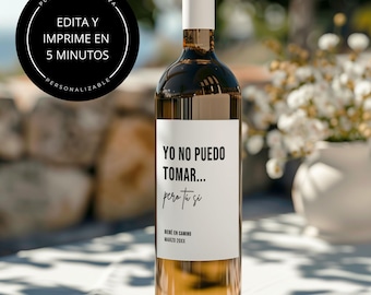 Spanish Pregnancy Announcement Wine Label: Customizable Canva Template (Digital Download)