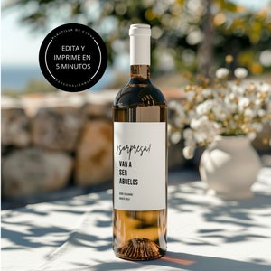 Etiqueta de Botella de Vino para Anuncio de Embarazo | Van a Ser Abuelos | Bestelwagen | Plantilla personaliseerbaar op canvas