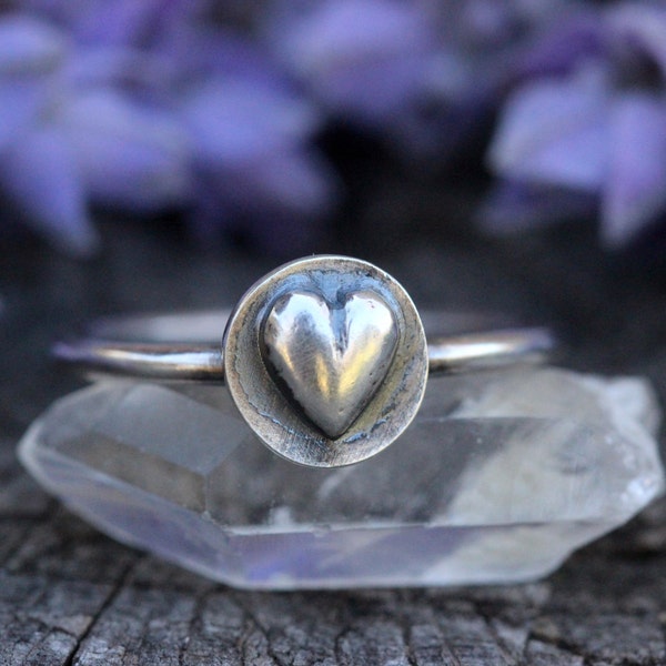 Sterling Silver Stacking Ring Heart Ring Sterling Silver Stacking Rings Stackable Rings for Women Sterling Silver Ring Silver Rings Heart