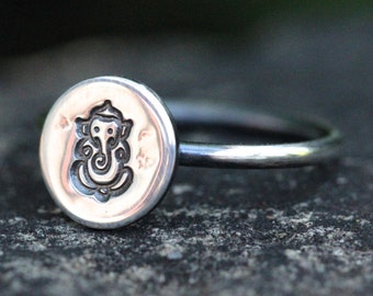 Sterling Silver Ganesh Ring, Yoga Jewelry, Stacking Ring