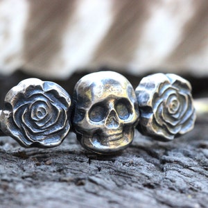 Silver Skull Bracelet Sterling Silver Cuff Bracelet Punk Jewelry Silver Skull Jewelry Skull and Roses Bracelet Skull & Roses Gothic Jewelry