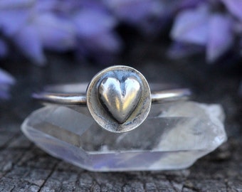 Sterling Silver Stacking Ring Heart Ring Sterling Silver Stacking Rings Stackable Rings for Women Sterling Silver Ring Silver Rings Heart