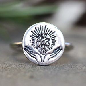 Anatomical Heart Ring Sterling Silver Heart Ring Witch Ring Magic Hands Ring Mystic Hands Ring Tarot Ring Victorian Hand Ring