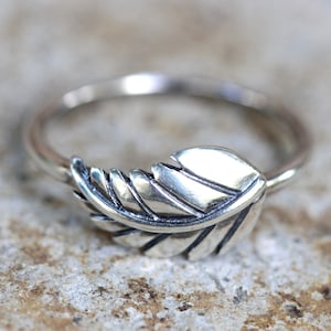 Silver Leaf Ring Sterling Silver Stacking Ring Nature Ring Cottagecore Ring Cottagecore Jewelry