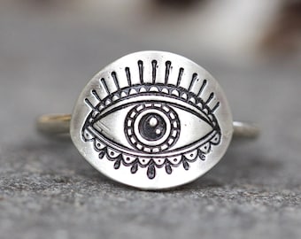 Evil Eye Ring Silver All Seeing Eye Ring Sterling Silver Eye Ring Witch Ring Evil Eye Jewelry Silver Stacking Ring