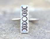 Silver Moon Phase Ring Celestial Ring Witch Ring Sterling Silver Moon Ring Silver Stacking Rings Moon Rings