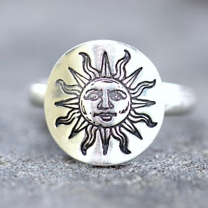 Sterling Silver Sun Ring Sun Face Ring Celestial Ring Celestial Jewelry Star Ring Tarot Ring Tarot Jewelry Witch Ring Witchy Ring WhimsiGoth