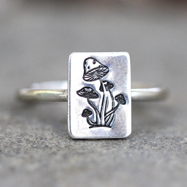 Mushroom Ring Mushroom Jewelry Sterling Silver Forest Ring Fairy Ring Nature Ring Woodland Ring