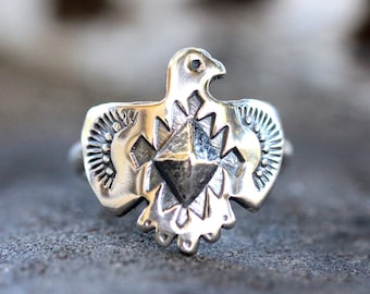 Hawk Ring Eagle Ring Sterling Silver Thunderbird Ring Southwest Ring Sterling Silver Statement Ring Bird Ring