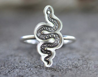 Sterling Silver Snake Ring Moon Phase Ring Celestial Ring Serpent Ring Witch Ring Witch Jewelry Celestial Snake Ring Moonphase Ring