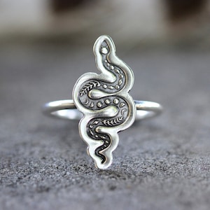 Sterling Silver Snake Ring Moon Phase Ring Celestial Ring Serpent Ring Witch Ring Witch Jewelry Celestial Snake Ring Moonphase Ring