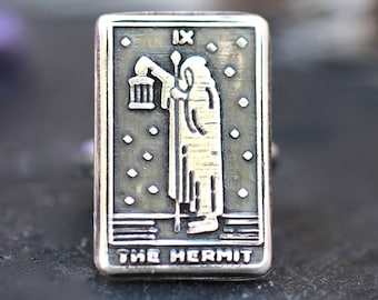 Sterling Silver Tarot Card Ring Tarot Jewelry The Hermit Ring Major Arcana Ring Witch Ring Witch Jewelry Hermit Tarot Card Ring Witchy Ring