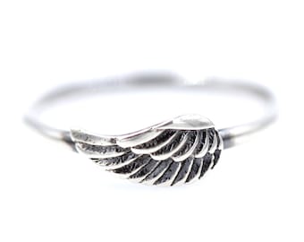 Wing Ring Silver Angel Wing Ring Silver Angel Ring Sterling Silver Ring Sterling Silver Stackable Rings Silver Stacking Ring Angel Ring