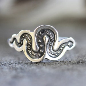 Sterling Silver Snake Ring Moon Phase Ring Celestial Ring Serpent Ring Witch Ring Witch Jewelry Celestial Snake Ring Moonphase Ring