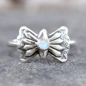 Silver Concho Ring Sterling Silver Butterfly Concho Ring Moonstone Ring Southwestern Ring Southwestern Style Jewelry Gemstone Stacking Rings