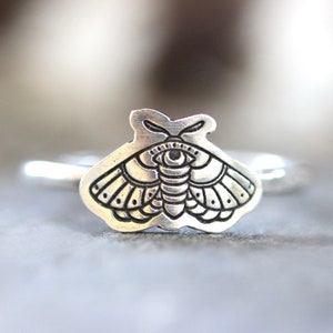 Moth Ring Silver Butterfly Ring Sterling Silver Evil Eye Ring All Seeing Eye Ring Nature Ring Forest Ring Bug Ring Insect Ring Witch Ring