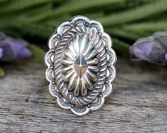 Sterling Silver Concho Ring Sterling Silver Statement Ring Southwestern Jewelry Southwestern Ring