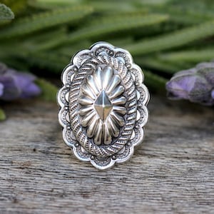 Sterling Silver Concho Ring Sterling Silver Statement Ring Southwestern Jewelry Southwestern Ring