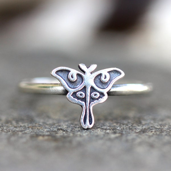 Silver Luna Moth Ring Luna Moth Jewelry Sterling Silver Moth Ring Insect Ring Entomology Ring Butterfly Ring Nature Ring Cottagecore Ring