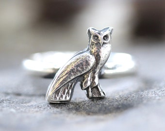 Owl Ring Sterling Silver Owl Ring Silver Barn Owl Ring Witch Ring Woodland Ring Forest Ring Vintage Owl Jewelry Sterling Silver Owl Jewelry