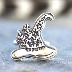 Silver Witch Ring Witch Hat Ring Sterling Silver Witch Jewelry Pentagram Ring Magic Ring Witchcraft Ring Halloween Ring Witchy Jewelry
