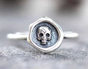 Silver Skull Ring Halloween Ring Silver Skull Stacking Ring Tiny Skull Ring Witch Ring Witch Jewelry Skull Jewelry Skull Rings for Women
