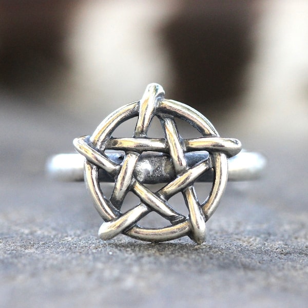 Silver Pentagram Ring Sterling Silver Pentagram Jewelry Witch Ring Witch Jewelry Wicca Ring Pentacle Ring Mystic Jewelry Spiritual Jewelry