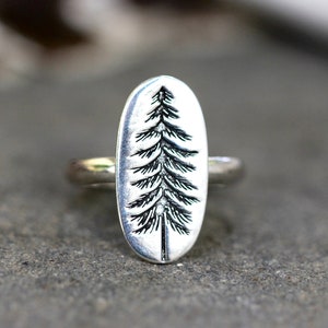 Tree Ring Nature Ring Silver Pine Tree Ring Sterling Silver Forest Ring Hiking Ring Ring for Hiker Hiking Jewelry