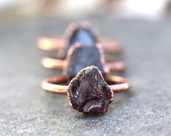 Raw Garnet Ring Raw Crystal Ring January Birthstone Raw Stone Ring Natural Garnet Electroformed Jewelry Electroformed Ring