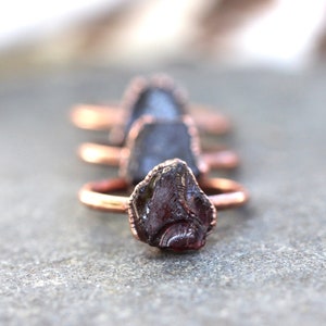 Raw Garnet Ring Raw Crystal Ring January Birthstone Raw Stone Ring Natural Garnet Electroformed Jewelry Electroformed Ring