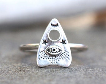 Planchette Ring Sterling Silver Witch Ring Celestial Ring Evil Eye Ring Witch Jewelry Silver Witch Ring All Seeing Eye Ring