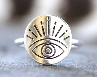 Eye Ring Sterling Silver Evil Eye Ring All Seeing Eye Ring Witch Ring Mystic Eye Ring Mystic Style Ring