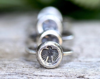 Thunderbird Ring Sterling Silver Stacking Ring Bird Ring Hawk Ring Rustic Silver Ring