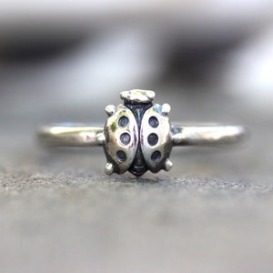 Lady Bug Ring Ladybug Ring Sterling Silver Ladybug Ring Silver Lady Bug Ring Sterling Silver Silver Stacking Ring Nature Ring Garden Lover