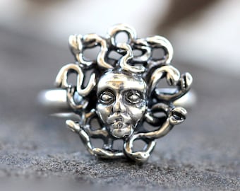 Medusa Ring Sterling Silver Medusa Jewelry Witch Ring Goddess Ring Witch Jewelry Snake Ring Gorgon Ring Mythology Ring