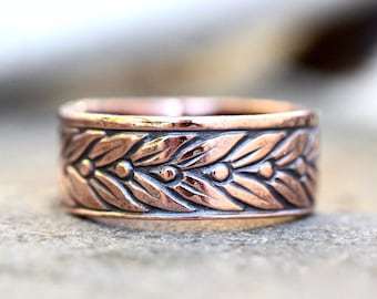 Copper Ring Thumb Ring Thick Ring Copper Wheat Pattern Ring Wheat Ring Braid Ring Braid Pattern Ring Braided Ring