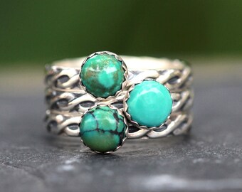 Sterling Silver Turquoise Ring One Ring Silver Turquoise Stacking Ring Southwestern Ring Turquoise Jewelry Cowgirl Ring Southwestern