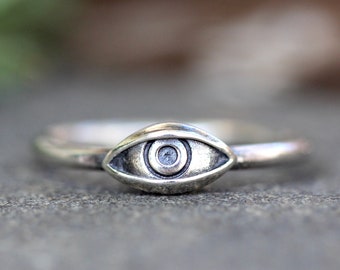 Evil Eye Ring Silver All Seeing Eye Ring Sterling Silver Eye Ring Witch Ring Evil Eye Jewelry Silver Stacking Ring