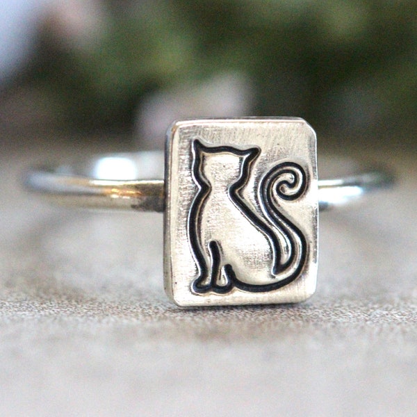 Cat Ring Crazy Cat Lady Ring Silver Cat Ring Silver Stacking Ring Sterling Silver Ring Silver Rings Cat Jewelry Cat Lover Animal Ring