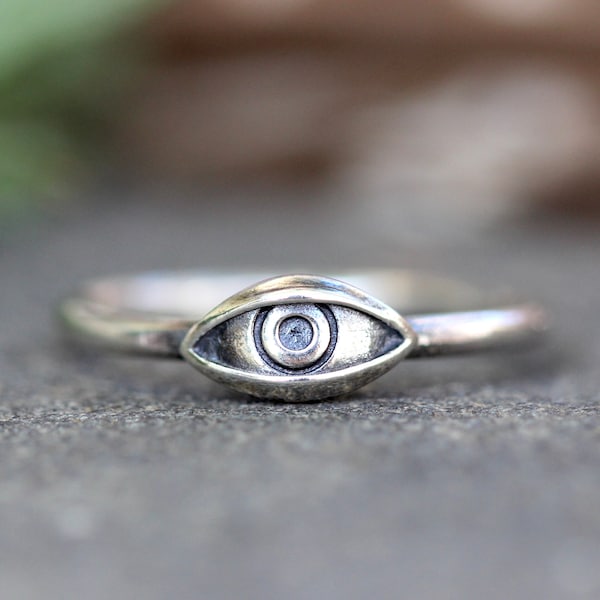 Evil Eye Ring Silver All Seeing Eye Ring Sterling Silver Eye Ring Witch Ring Evil Eye Jewelry Silver Stacking Ring