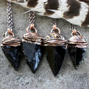 Arrowhead Necklace Obsidian Arrowhead Necklace for Men Black Stone Necklace Electroformed Necklace Witch Necklace Witchy Necklace