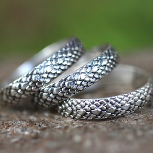Silver Snake Ring Dragonscale Ring Dragon Scale Ring Snakeskin Ring Sterling Silver Stacking Ring