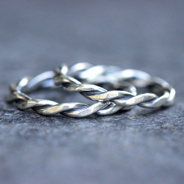 Sterling Silver Stacking Ring Twisted Ring Silver Ring Band Silver Stacking Rings Silver Stackable Rings Twist Ring Twisted Rope Ring
