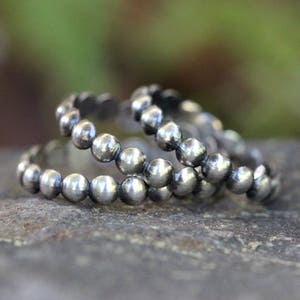 Thin Sterling Silver Stacking Ring Midi Ring Sterling Silver Stackable Rings Silver Beaded Ring Silver Ball Ring Very Thin Dainty Ring