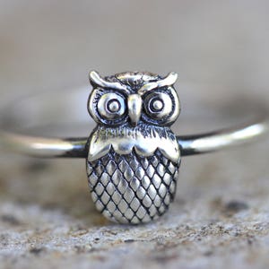 Owl Ring, Owl Jewelry, Sterling Silver Stacking Ring Silver, Stacking Rings, Nature Ring