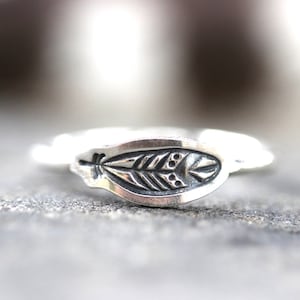 Silber Federring Sterlingsilber-Feder-Ring-Feder Stapelring Silber Hippie Ring Free Spirit Schmuck Boho-Stacking-Ring