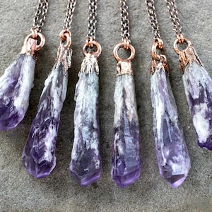 Amethyst Necklace Raw Amethyst Necklace Raw Crystal Necklace Bahia Amethyst Dragons Tooth Amethyst Elestial Amethyst Electroformed Necklace